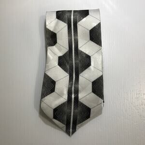 Sang Ho Silk Trad Co. White Black Wide Classic Mens Necktie 58”